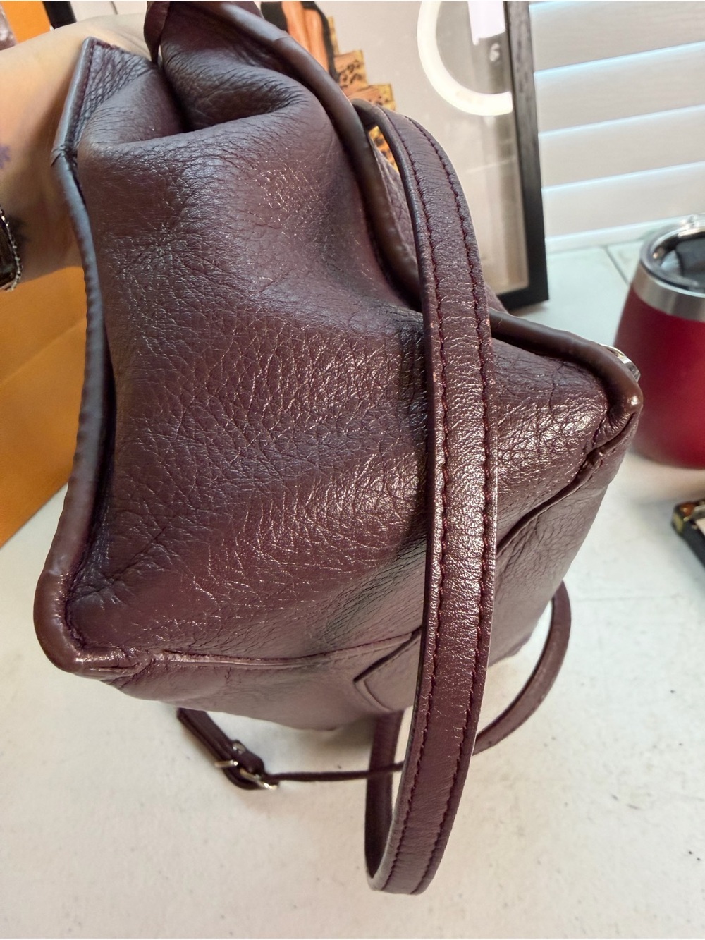 Balenciaga Papier Mini A4 Tote Burgundy Leather Crossbody - Picture 3 of 15